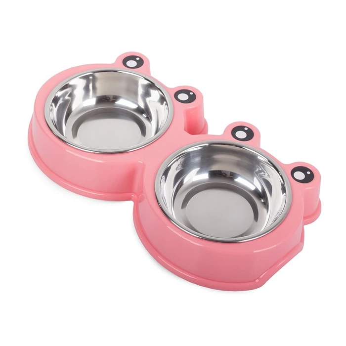 Dupla rozsdamentes tál kisállatoknak