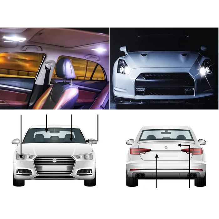 T10 LED autóizzó fehér színben, W5W foglalattal, 2 db