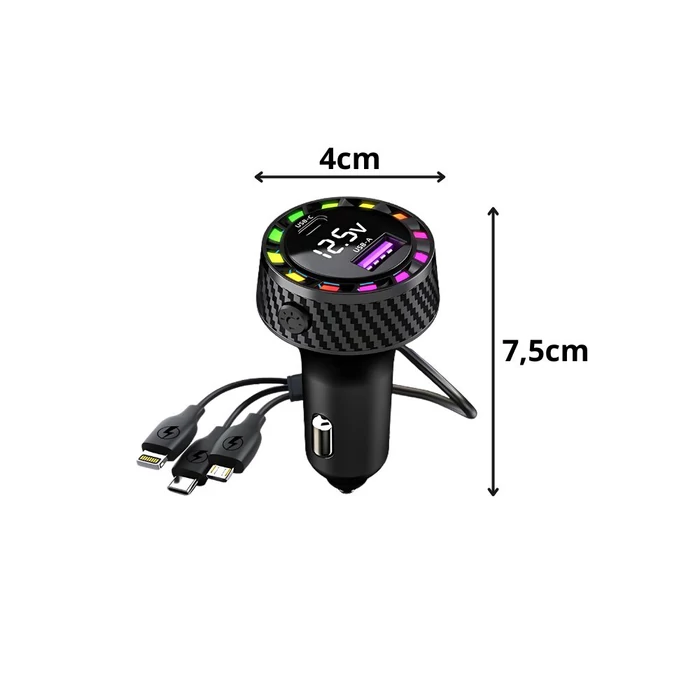 Többfunkciós autós töltő szivargyújtó aljzathoz