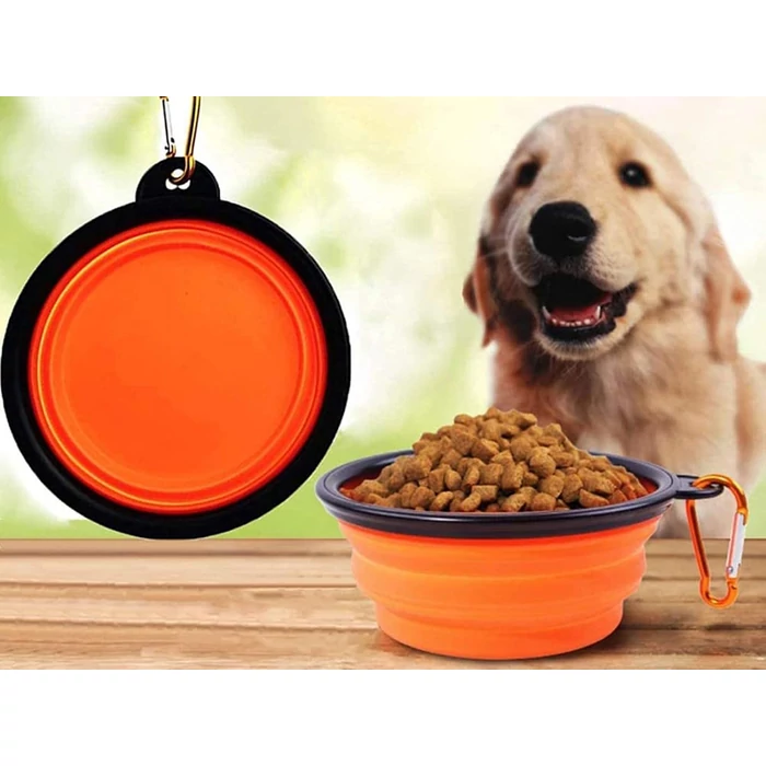 Összecsukható utazótál kutyáknak, narancs, 800 ml