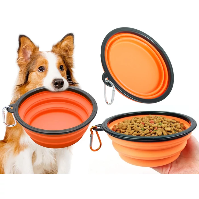 Összecsukható utazótál kutyáknak, narancs, 800 ml