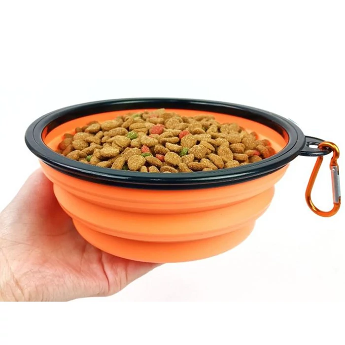 Összecsukható utazótál kutyáknak, narancs, 800 ml