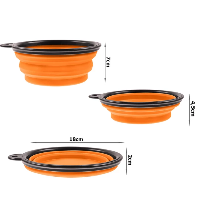 Összecsukható utazótál kutyáknak, narancs, 800 ml