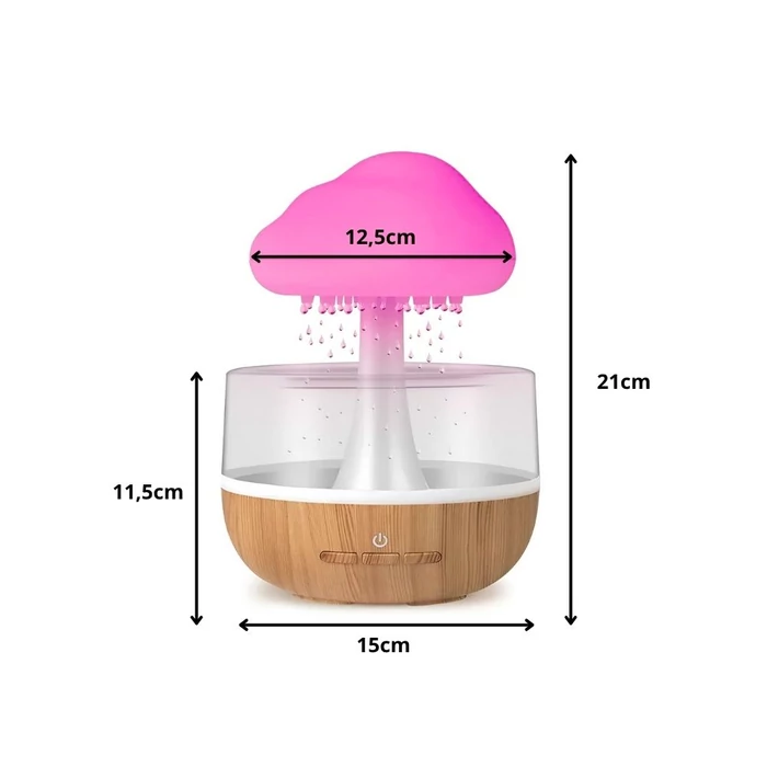 Felhő formájú párásító illatosító funkcióval, színes éjjeli fénnyel