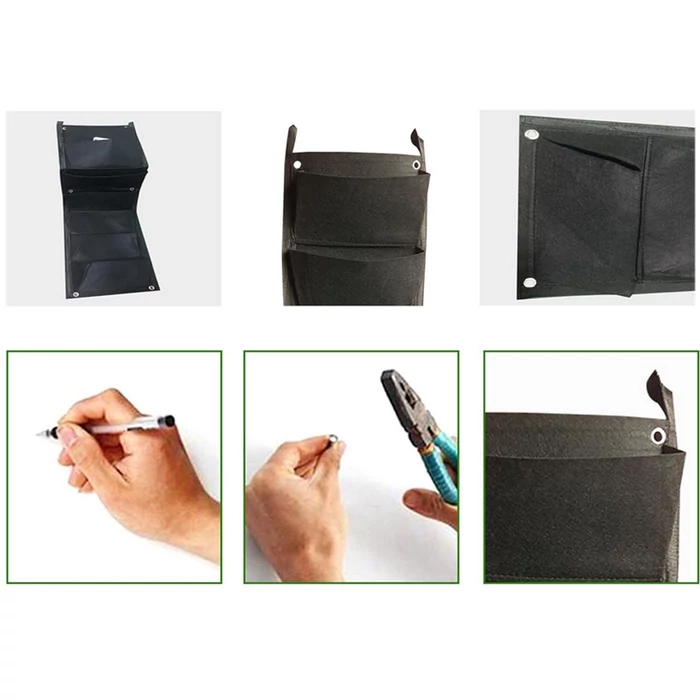 Függőleges, 7 zsebes filc növénykaspó