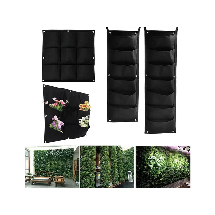 Függőleges, 7 zsebes filc növénykaspó