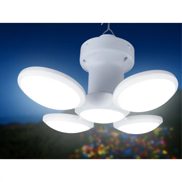 Napelemes, kihajtható LED kempinglámpa akasztóval