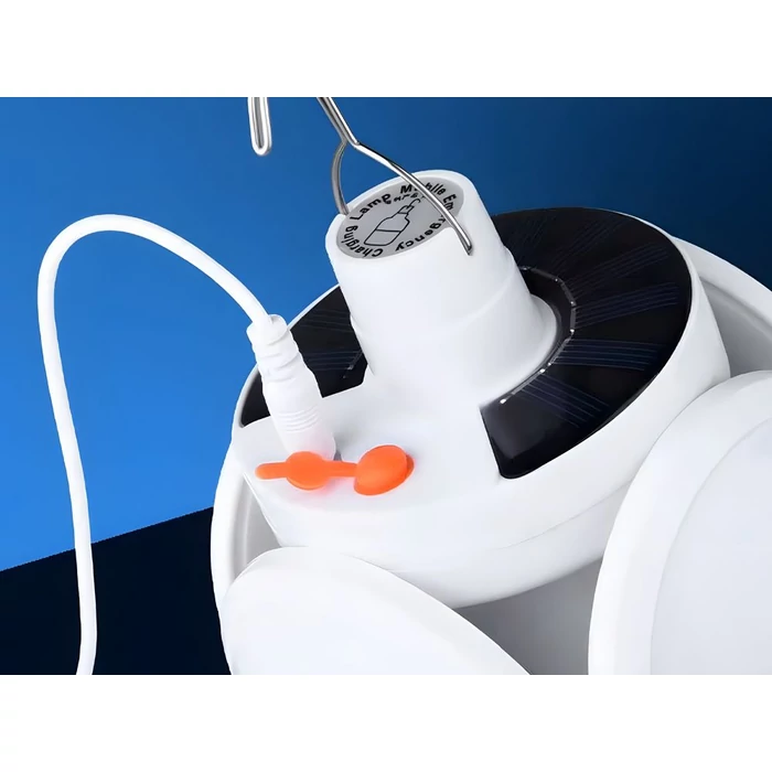 Napelemes, kihajtható LED kempinglámpa akasztóval