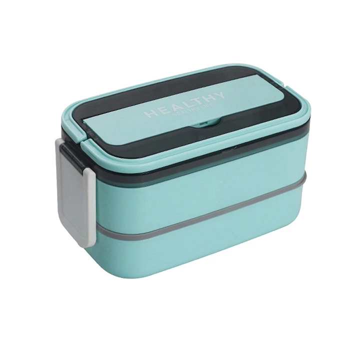 Kétszintes éthordó evőeszközökkel, 1.4 L, kék