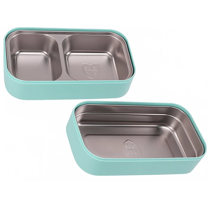 Kétszintes éthordó evőeszközökkel, 1.4 L, kék