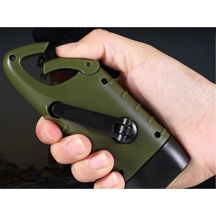 3 LED-es dinamós zseblámpa kiegészítő napelemmel, zöld