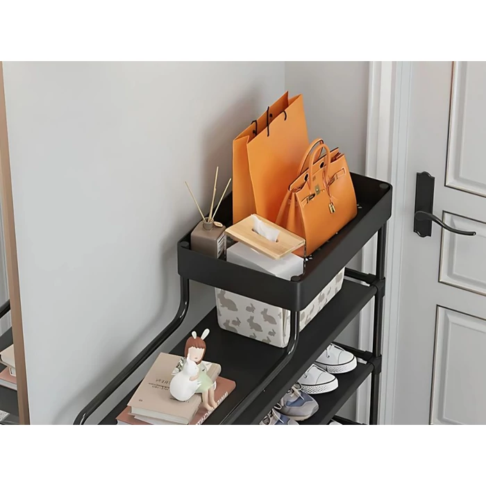 5 szintes cipőállvány, fekete