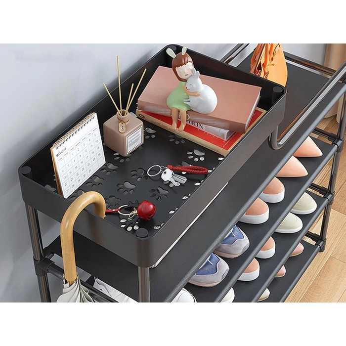 5 szintes cipőállvány, fekete