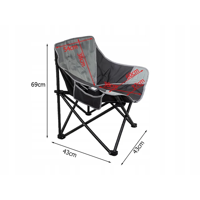 Összecsukható horgászszék légáteresztő hálóval, szürke