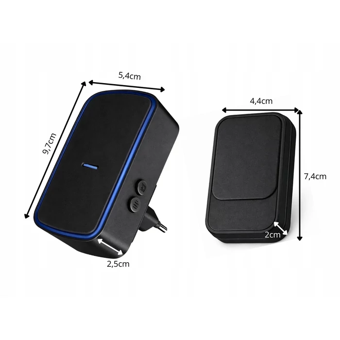 Vezeték nélküli, kinetikus működésű csengő, 130 méter, fekete