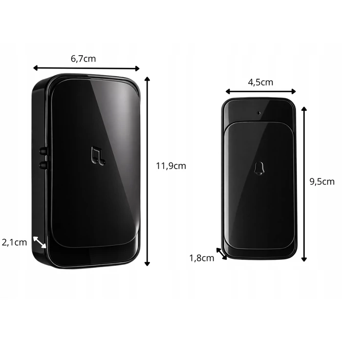 Vezeték nélküli elemes csengő, 300 méter, fekete