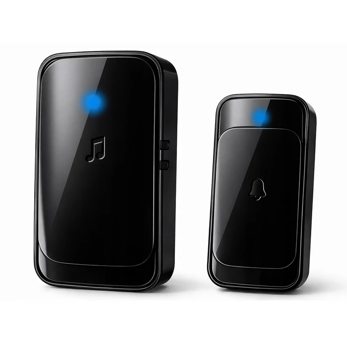 Vezeték nélküli elemes csengő, 300 méter, fekete